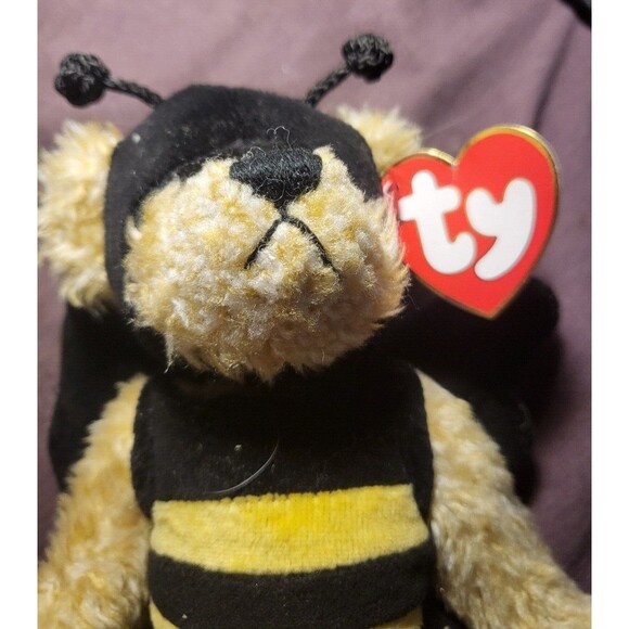 Ty Beezee Bee Teddy Bear Attic Treasures Poseable Jointed Plush With Tag Toy - Picture 2 of 4